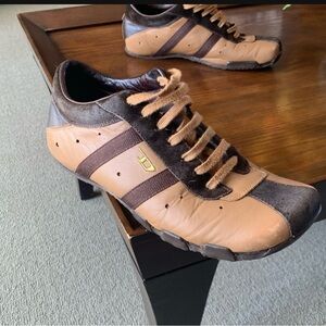 Diesel Brown and Dark Brown Leather Sneakers